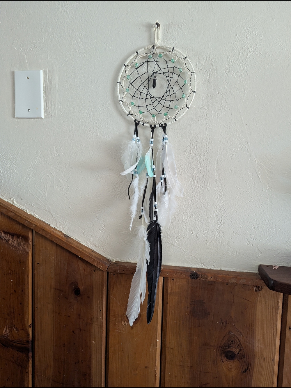 Handmade White and Black Dreamcatcher Wall Decor